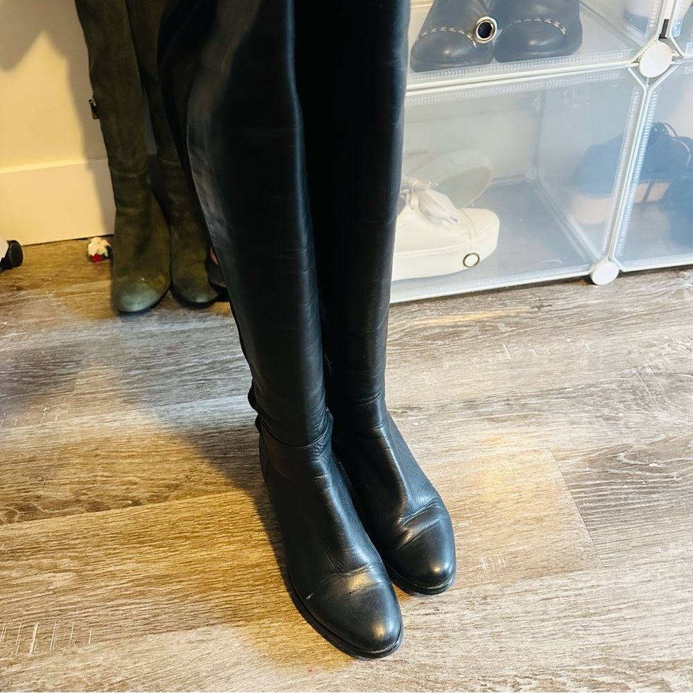Black over the knee boots leather size 8/5 black
